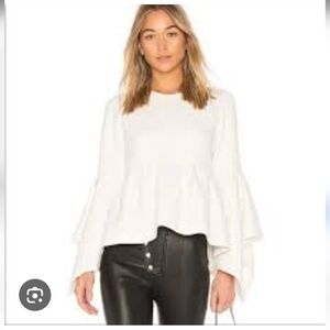 Edit Cream Peplum Top Trumpet-Sleeve Size Small S